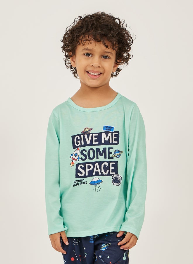 Styli Styli Printed Long Sleeve T-Shirt and Jogger Pyjama Set  - Image 2