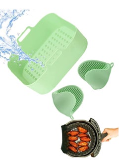 Mmmon Air Fryer Silicone Pan,3Pcs 8 Inch Silicone Square Air Fryer Accessories,Reusable Air Fryer Basket Liners For With 2 Silicone Hand Clips  - Image 1