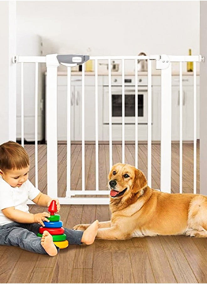 GGEROU Baby Gate for Stairs & Doorways, Extra Wide Baby Safety Door Gates,Pet Dog Gate, Auto Close Pressure Mounted Walk Thru Child Gate,NO Drilling (Gate + 10cm Extensions)  - Image 1