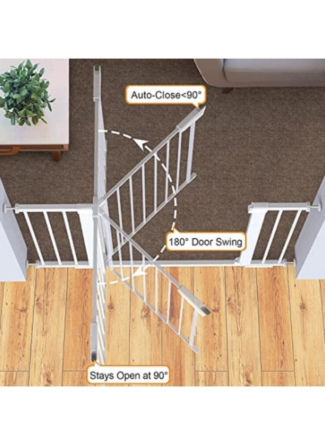 GGEROU Baby Gate for Stairs & Doorways, Extra Wide Baby Safety Door Gates,Pet Dog Gate, Auto Close Pressure Mounted Walk Thru Child Gate,NO Drilling (Gate + 10cm Extensions)  - Image 2