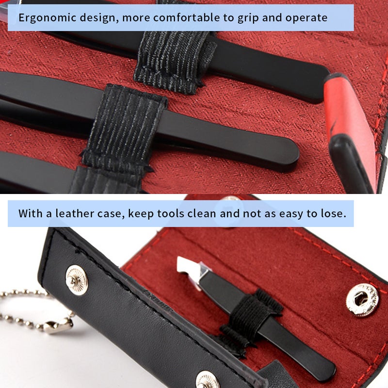 4Pcs Eyebrow Grooming Trimming Kit Ingrown Hair Removal Precision Stainless Steel Tweezers with Leather Case for Eyebrows - Image 5