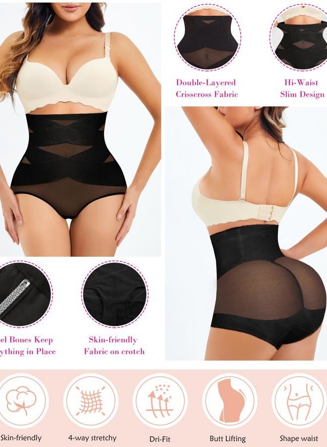 Nebility Womens' Tummy Control High Waist Trainer Body Shaper (US, Alpha, Small, Regular, Regular, Black) - Image 2