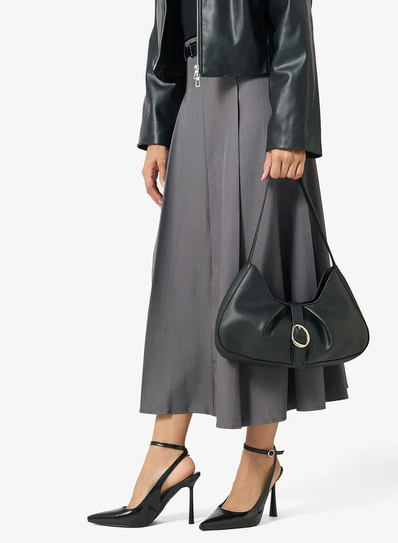 GLAMOROUS  Ruched Molten Buckle Shoulder Bag for Women | Best Price UAE