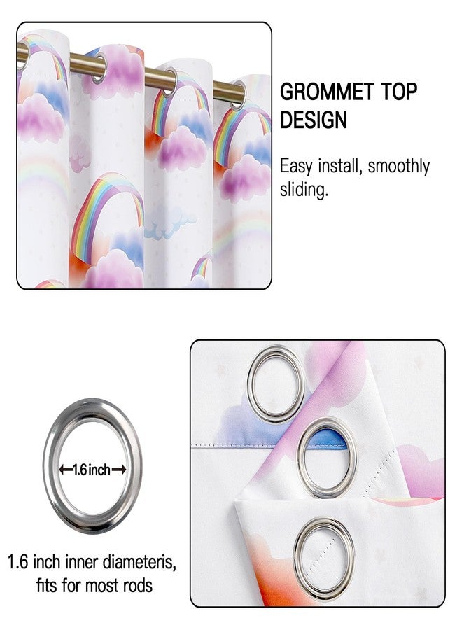 XiDi Curtains for Girls Bedroom 84 Inches Long 2 Panels Room Darkening Colorful Rainbow Blackout Curtains for Baby Nursery Kids Room Cute Thermal Insulated Grommet Window Drapes 52x84 White - Image 5