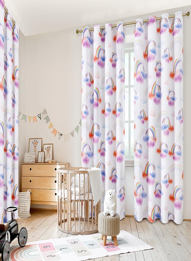 XiDi Curtains for Girls Bedroom 84 Inches Long 2 Panels Room Darkening Colorful Rainbow Blackout Curtains for Baby Nursery Kids Room Cute Thermal Insulated Grommet Window Drapes 52x84 White - Image 3