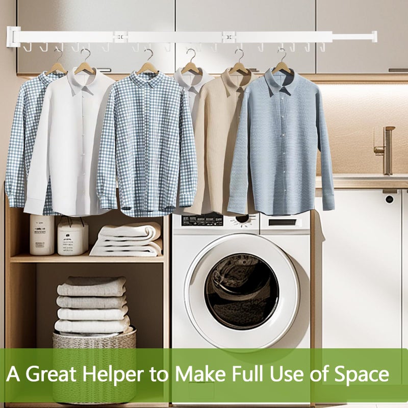 Kelisiting Clothes Drying Rack, Laundry Drying Rack Wall Mounted, [No-Drill & Drilling to Choose] 3-Fold Laundry Drying Racks for Hanging Clothes, Foldable & Sturdy Space Saver for Laundry Room -White - Image 2