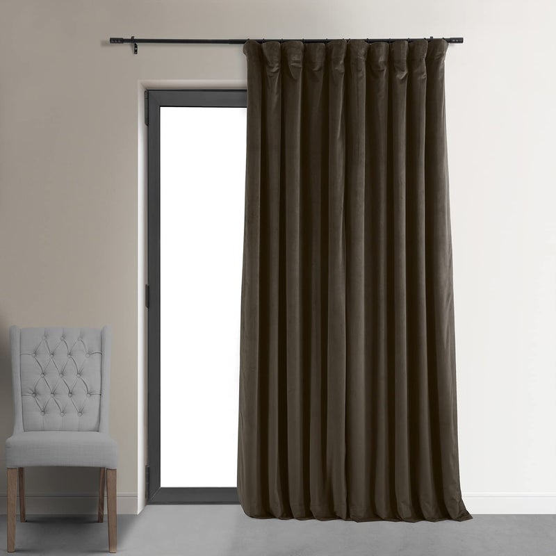 HPD Half Price Drapes HPD Half Price Drapes Signature Velvet Thermal Blackout Curtains for Living Room 108 Inch Long 1 Panel Rod Pocket Insulated Blackout Curtains for Bedroom Window Curtains 100W x 108L Java 