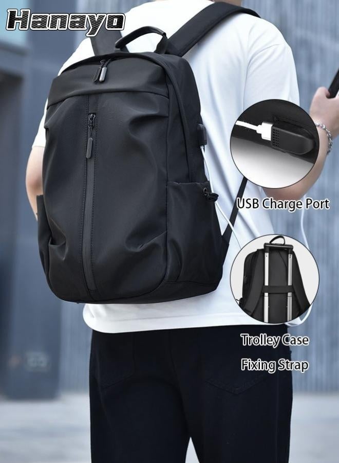 Hanayo حقيبة ظهر لابتوب 14 بوصة حقيبة ظهر مقاومة للماء للرجال للأعمال اليومية المكتب المدرسة حقائب الكمبيوتر (أسود) - Image 1