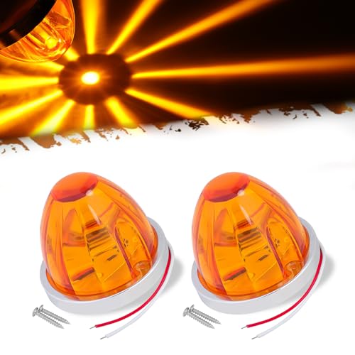 Ledvillage 2Pcs Amber Watermelon LED Light with Stainless Steel Bracket, 12V Marker Clearance Lights for Semi Truck, Freightliner, Kenworth, Peterbilt, Heavy-Duty Trailers - Image 1