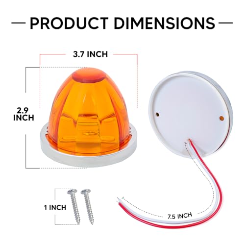 Ledvillage 2Pcs Amber Watermelon LED Light with Stainless Steel Bracket, 12V Marker Clearance Lights for Semi Truck, Freightliner, Kenworth, Peterbilt, Heavy-Duty Trailers - Image 3