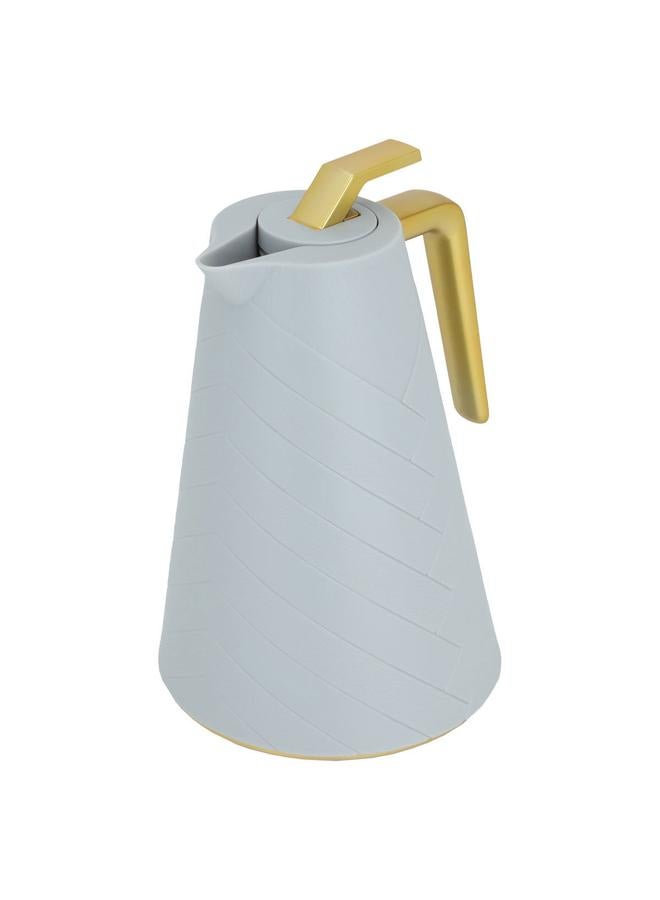 جلوري ترمس زجاجي سعة 1 لتر هيكل بلاستيكي رمادي فاتح - Image 1