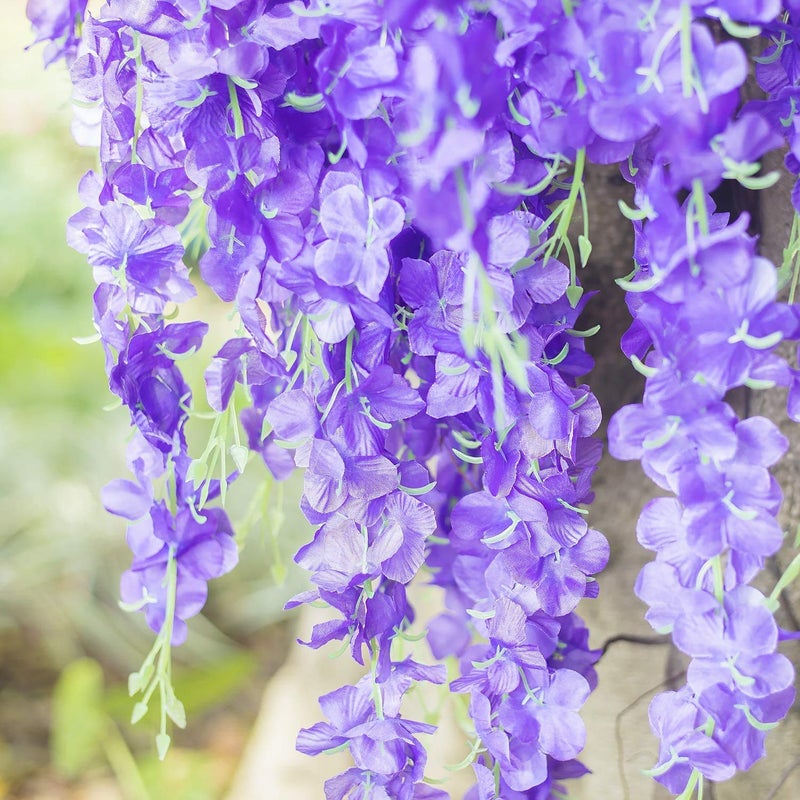 Homenique Artificial Wisteria Vine Ratta Fake Wisteria Hanging Garland Purple 6 Pieces - Image 3