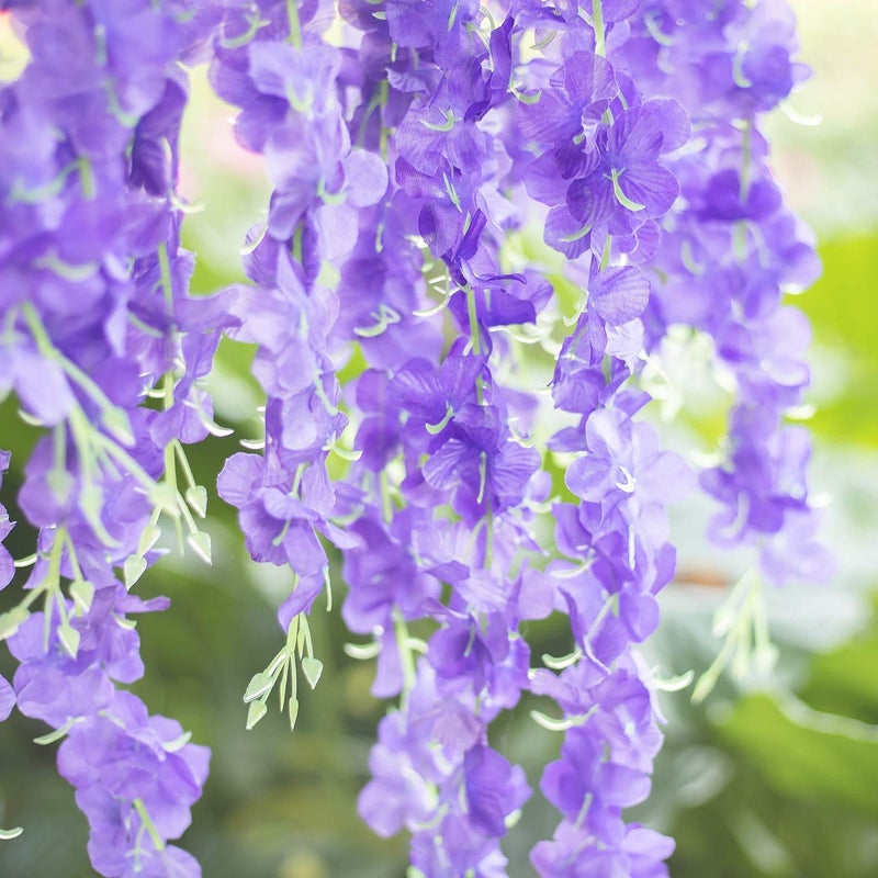 Homenique Artificial Wisteria Vine Ratta Fake Wisteria Hanging Garland Purple 6 Pieces - Image 5