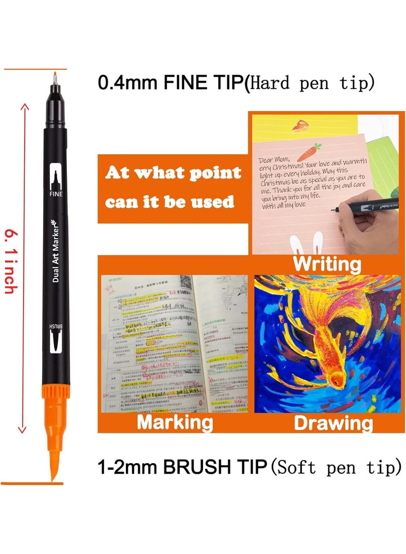 120 Colors Dual Brush Marker Pens, Double-Ended Markers with Fine & Brush Tips for Kids & Adults, Ideal for Coloring Books, Hand Lettering, Journaling, Sketching & Card Making - Image 4
