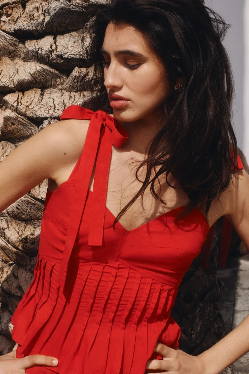 H&M Linen-blend tie-strap top
