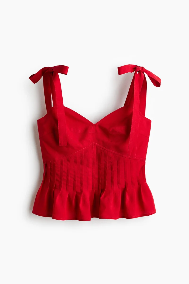 H&M Linen-blend tie-strap top