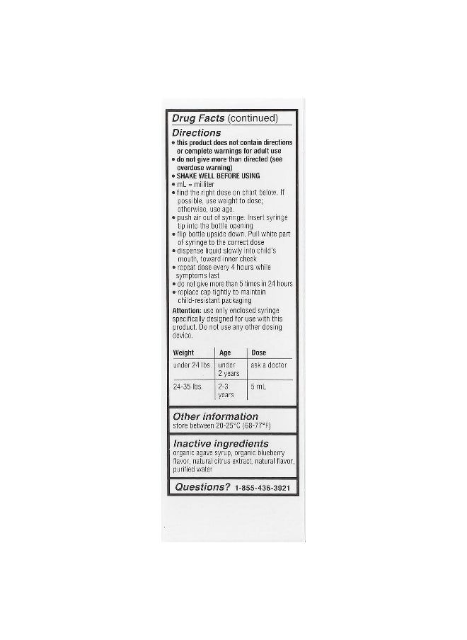 Genexa Genexa, Infants' Pain & Fever, Organic Blueberry, 160 mg, 2 fl oz (59 ml)  - Image 3