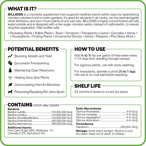 TPS NUTRIENTS Billions Concentrated Microbial Root Enhancer, 100% Water-Soluble with Mycorrhizae, Bacteria and Trichoderma, 8 oz (1/2 Pound) - Image 5