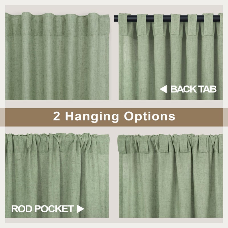 Pitalk Light Sage Curtains 72 Inch Length for Bedroom 2 Panel Set Back Tab Rod Pocket Drapes Semi Sheer Light Filter Linen Woven Textured Olive Green Curtain for Living Room Dividing Closet Door 52x72 Long - Image 5