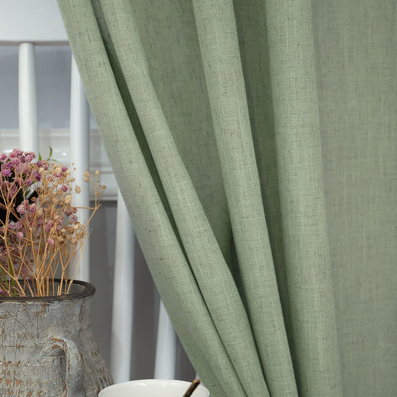 Pitalk Light Sage Curtains 72 Inch Length for Bedroom 2 Panel Set Back Tab Rod Pocket Drapes Semi Sheer Light Filter Linen Woven Textured Olive Green Curtain for Living Room Dividing Closet Door 52x72 Long - Image 4
