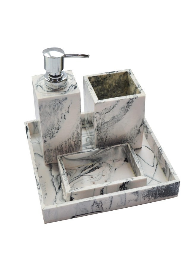 Tranquil Square Premium Design Luxury Resin Bathroom Accessory Set. Bathroom Decor and Organizer Set of 4 Soap Tray, Toothbrush/Toothpaste Holder, Soap Dispenser and Vanity Tray (Victorian) - Image 2