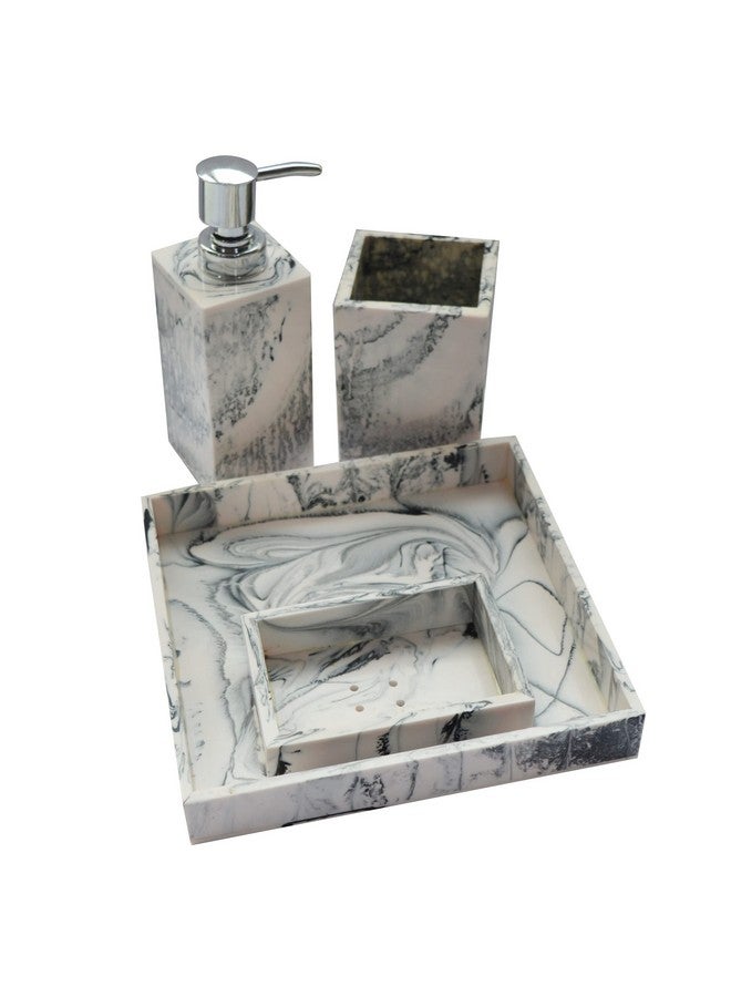 Tranquil Square Premium Design Luxury Resin Bathroom Accessory Set. Bathroom Decor and Organizer Set of 4 Soap Tray, Toothbrush/Toothpaste Holder, Soap Dispenser and Vanity Tray (Victorian) - Image 3