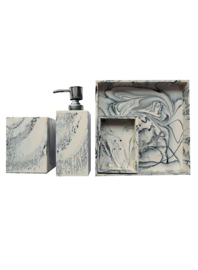 Tranquil Square Premium Design Luxury Resin Bathroom Accessory Set. Bathroom Decor and Organizer Set of 4 Soap Tray, Toothbrush/Toothpaste Holder, Soap Dispenser and Vanity Tray (Victorian) - Image 5