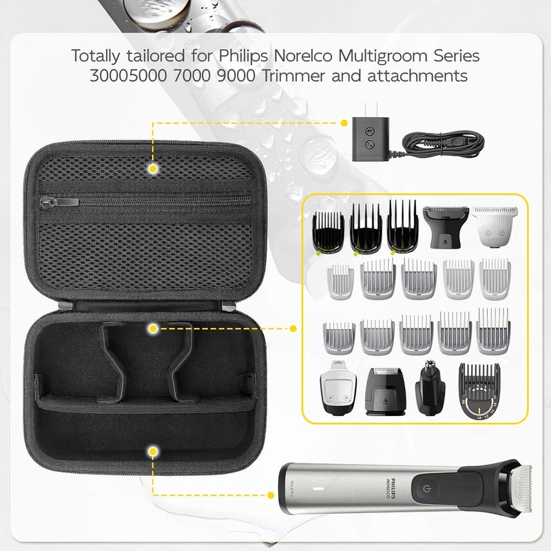 Mocamoro حقيبة تخزين للسفر لـ Philips Norelco Multigroom Series 3000 5000 7000، MG3740/40، MG5910/49، MG7750/49، منظم وقائي لماكينة حلاقة اللحية والوجه والأذن، الملحقات، ماكينة قص الشعر والحلاقة - Image 3