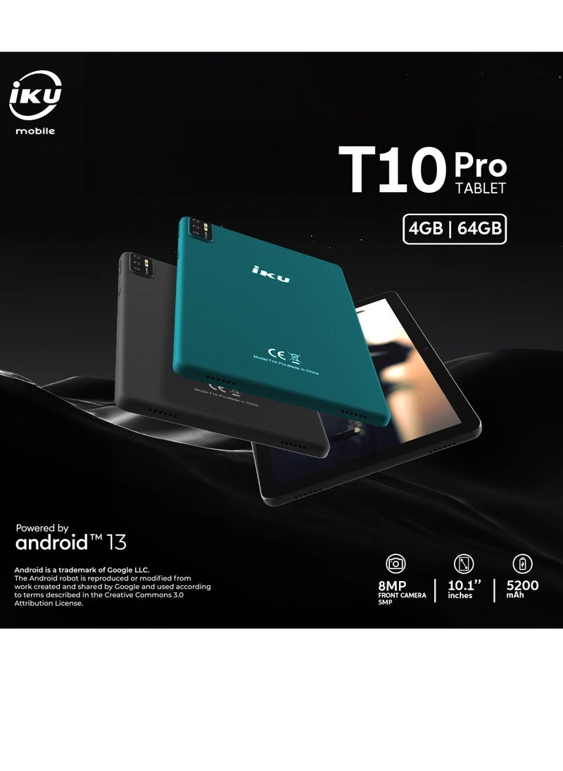 IKU - T10 Pro Tablet Dual SIM, 10.1 Inch, 64GB, 4GB RAM, 4G LTE - Green - Image 1