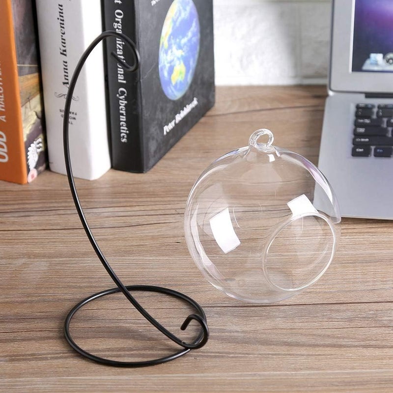 klarako Air Plant Terrarium Kit with Stand, Hanging Glass VaseTerrarium Globe with Metal Ornament Display Stand Tabletop Glass Terrarium for Air Plants Succulent Planters Small Plants - Image 4