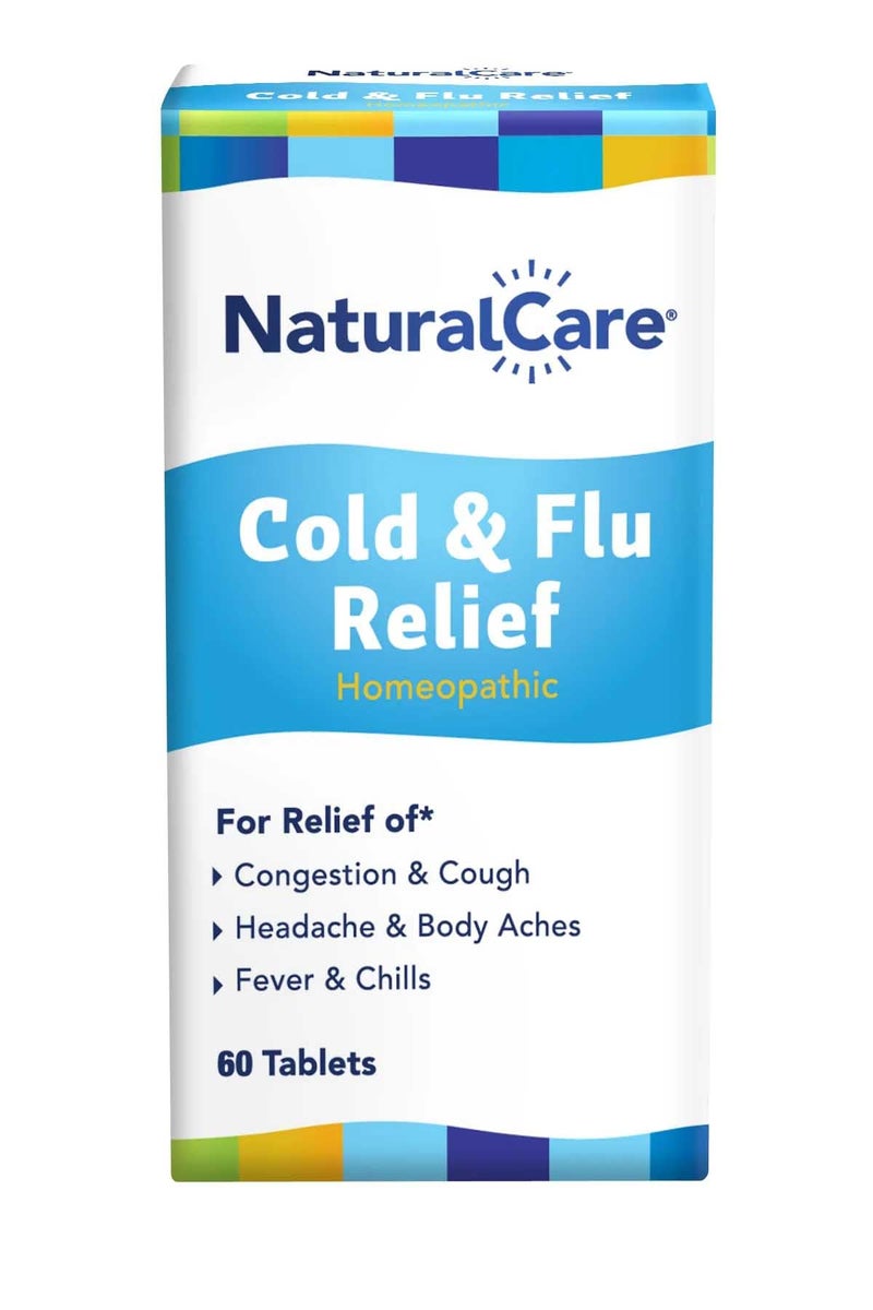 NaturalCare Cold Flu Relief Homeopathic Helps Temporarily Relieve Congestion Cough Headache Sore Throat Runny Nose Body Aches Fever Chills Other Cold Flu Symptoms 60 Tablets