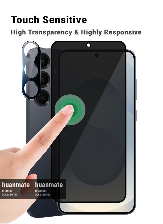 huanmate - 2 in 1 Samsung Galaxy S25 Plus Protection Pack - Anti-Peeping Privacy Glass Screen Protector & Camera Lens Protector, Premium Edge-to-Edge, High Transparency, Anti-Explosion, Easy Installation - Image 1