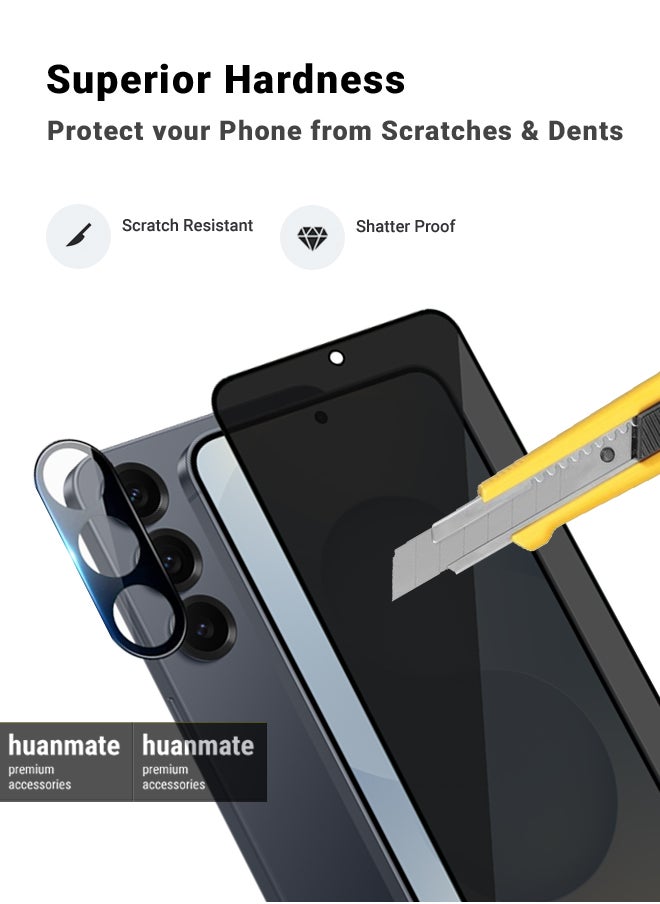 huanmate - 2 in 1 Samsung Galaxy S25 Plus Protection Pack - Anti-Peeping Privacy Glass Screen Protector & Camera Lens Protector, Premium Edge-to-Edge, High Transparency, Anti-Explosion, Easy Installation - Image 1