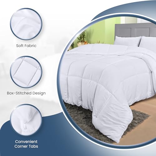 Utopia Bedding Comforters Twin XL Size, All Season Duvet Insert, Down Alternative Box Stitched Bed Comforter with Corner Tabs, Machine Washable (White) - Image 5