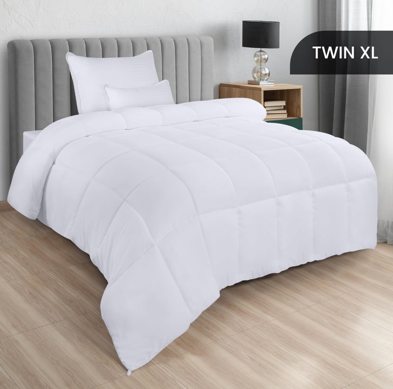 Utopia Bedding Comforters Twin XL Size, All Season Duvet Insert, Down Alternative Box Stitched Bed Comforter with Corner Tabs, Machine Washable (White) - Image 3