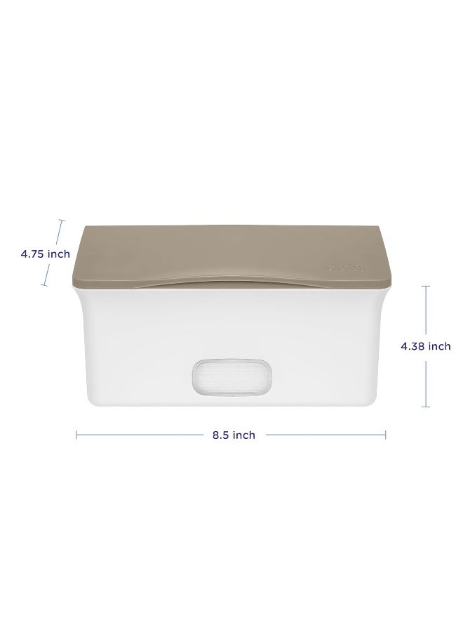 Ubbi Baby Wipes Dispenser with Weighted Plate and Secure Seal, Nursery and Baby Registry Essential to Keep Wipes Fresh, Taupe - Image 2