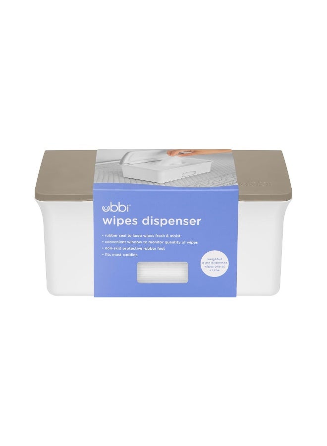 Ubbi Baby Wipes Dispenser with Weighted Plate and Secure Seal, Nursery and Baby Registry Essential to Keep Wipes Fresh, Taupe - Image 3