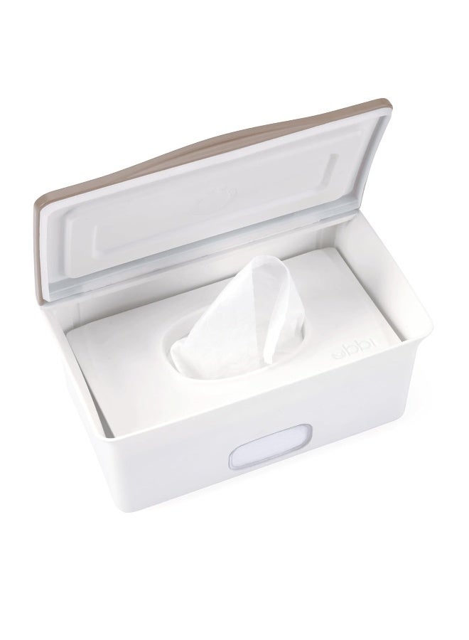 Ubbi Baby Wipes Dispenser with Weighted Plate and Secure Seal, Nursery and Baby Registry Essential to Keep Wipes Fresh, Taupe - Image 1