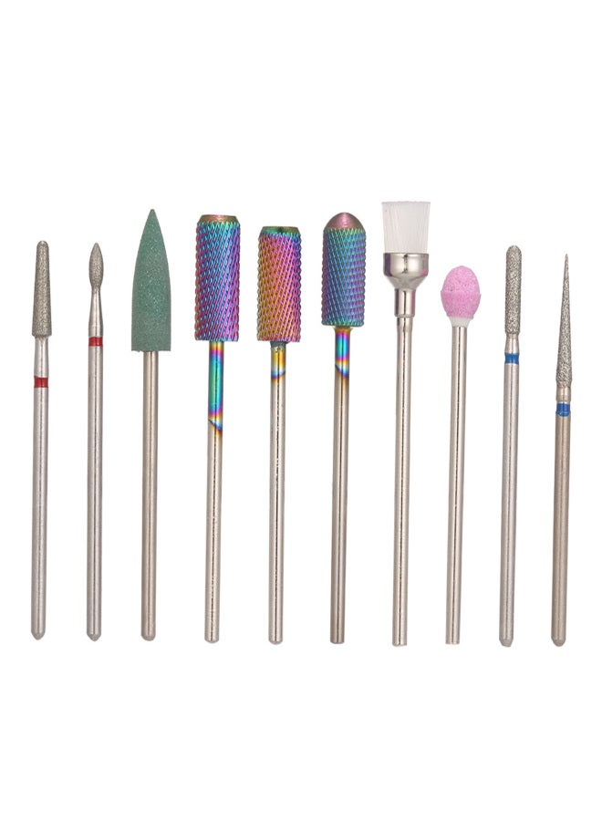 10PCS Nail Drill Set Nail Drill Bits Manicure Pedicure Nail Art Tool for Nail Polish Nail Brush - Image 1