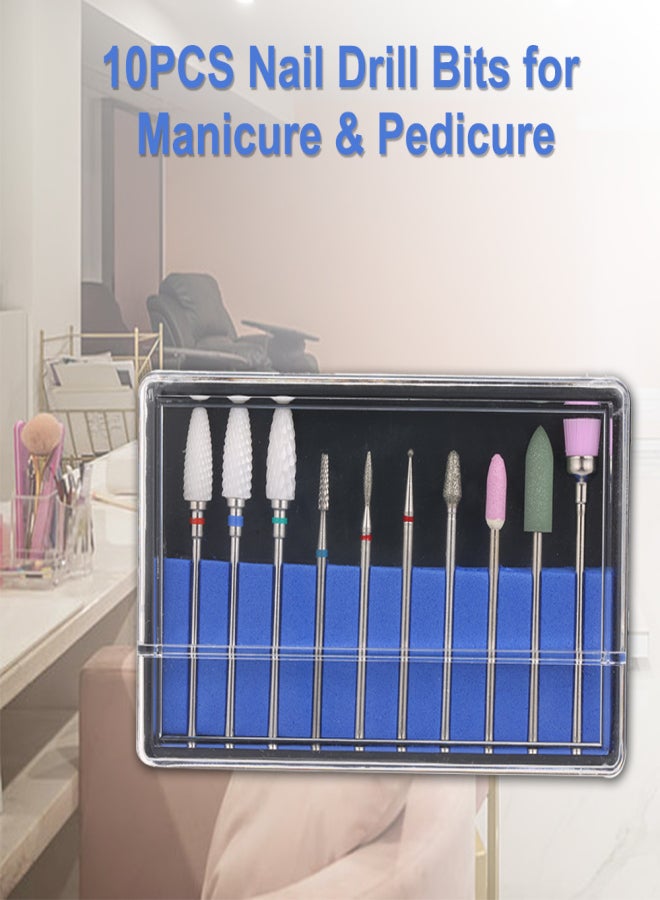 10PCS Nail Drill Set Nail Drill Bits Manicure Pedicure Nail Art Tool for Nail Polish Nail Brush - Image 4
