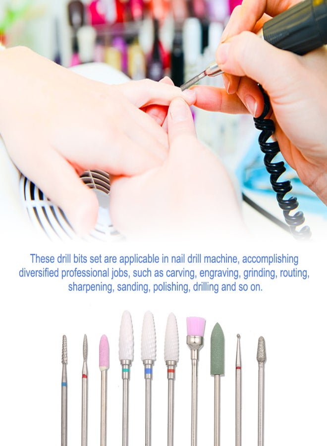 10PCS Nail Drill Set Nail Drill Bits Manicure Pedicure Nail Art Tool for Nail Polish Nail Brush - Image 5