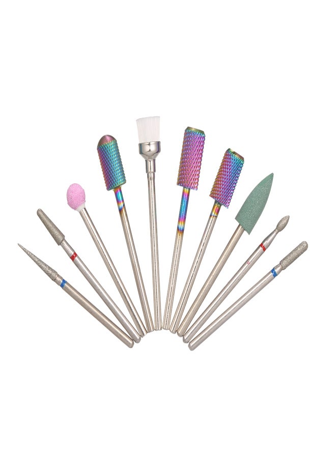 10PCS Nail Drill Set Nail Drill Bits Manicure Pedicure Nail Art Tool for Nail Polish Nail Brush - Image 2