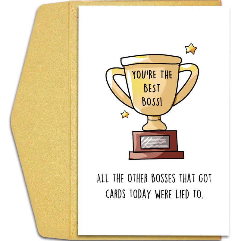 Qiliji بطاقة يوم الرئيس المضحكة من قيلجي، بطاقة يوم الرئيس السعيدة للرجال والنساء، هدية يوم الرئيس الفكاهية، أنت أفضل رئيس - Image 1