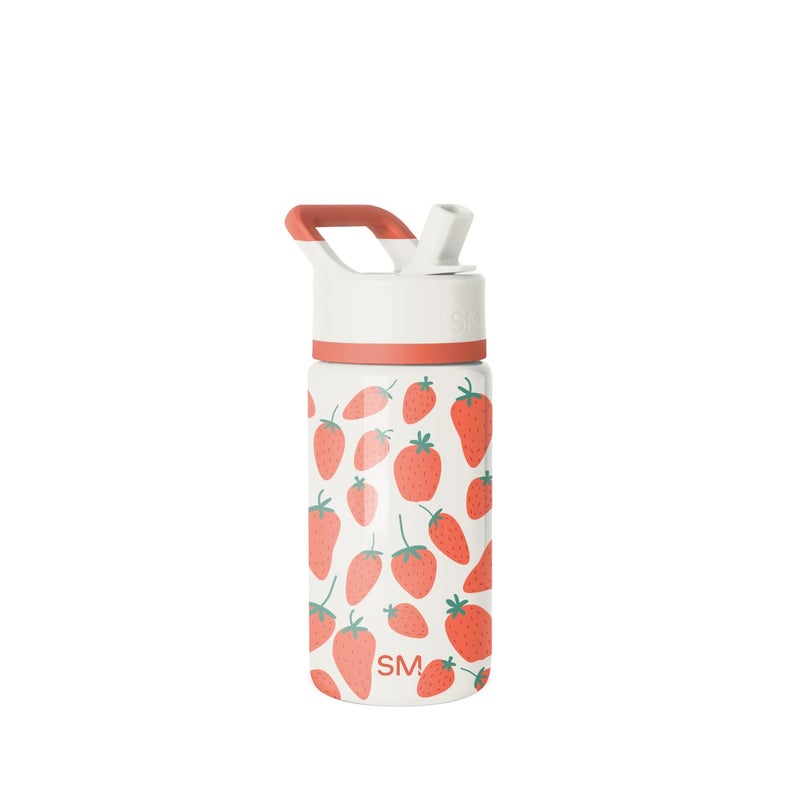 Simple Modern Kids Summit Water Bottle with Straw Lid | 14oz Stainless Steel Cup Insulated Tumbler Tumbler for Girls, School | Strawberries on Cream - Image 1