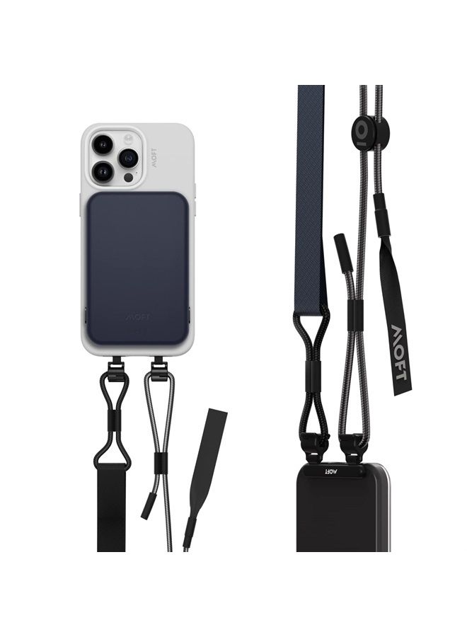 MOFT Phone Lanyard, Universal Adjustable Detachable Crossbody Long Lanyard with Phone Patch, Compatible with Most Smartphones, Bare Phone, Length up to 150cm, Navy Blue - Image 1