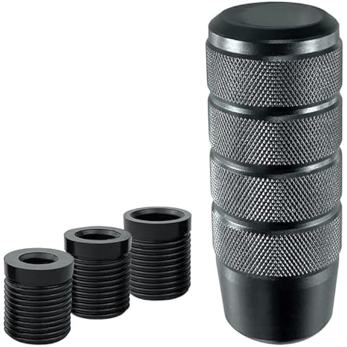 rayihni THE WHITE SHOP Shifter Knob Aluminum Weighted Car Gear Shift Manual knobs Fit Universal Manual Transmission Vehicle with 3 Threaded Adapters M8 M10 M12 x 125 Color  Black - Image 1