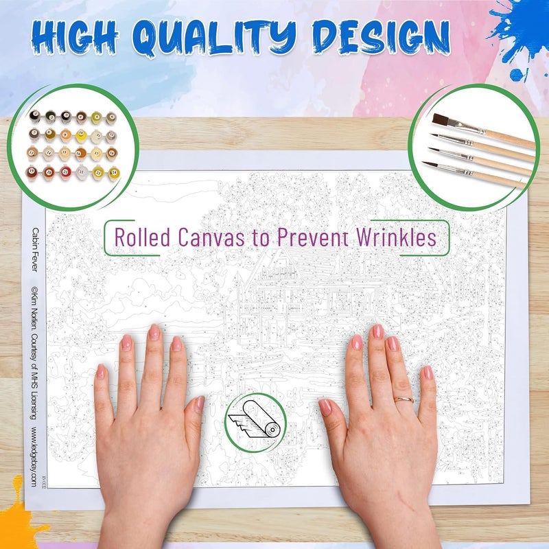 Ledgebay Paint by Number for Adults: Beginner to Advanced Number Painting Kit - Fun DIY Adult Arts and Crafts Projects - Kits Include - (Cabin Fever, 16" x 20" Unframed) - Image 5