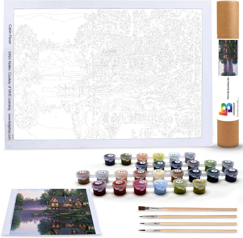 Ledgebay Paint by Number for Adults: Beginner to Advanced Number Painting Kit - Fun DIY Adult Arts and Crafts Projects - Kits Include - (Cabin Fever, 16" x 20" Unframed) - Image 2