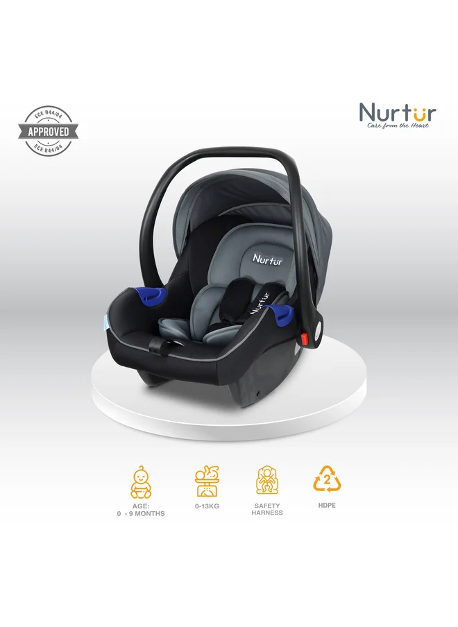 نورتر Nemo Baby Carrier Adjustable Canopy and Handle Extra Protection 3 Point Safety Harness Suitable from 0 months to 12 months Upto 13kg BlackLight Grey Official Product