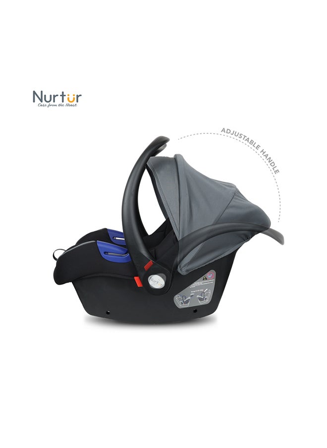 Nurtur Nemo Baby Carrier Adjustable Canopy and Handle Extra Protection 3 Point Safety Harness Suitable from 0 months to 12 months Upto 13kg BlackLight Grey Official Product  - Image 5
